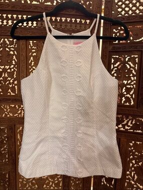 Lilly Pulitzer White Pique sleeveless top with Pink Label